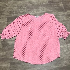 Pink Heart Patterned Women's Top